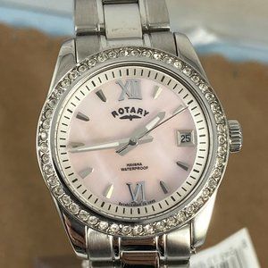 Rotary Watches Silver and Pink Women's Watch